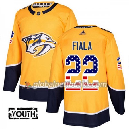 Nashville Predators Hockeydrakt Kevin Fiala 22 2017-2018 USA Flag Fashion Golden Adidas Authentic - Barn